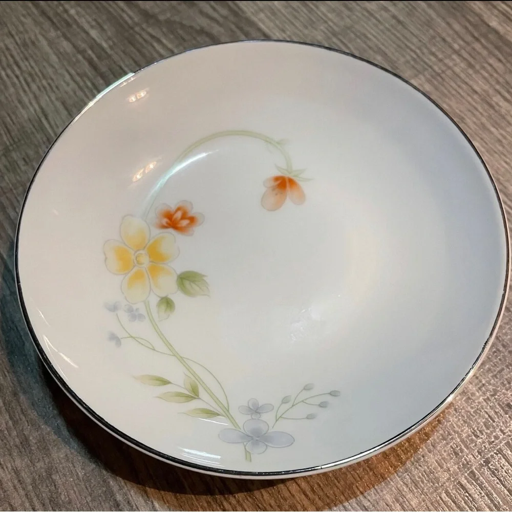 Teacup with Saucer Orange and Yellow Flowers